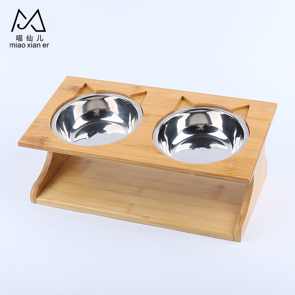 2302100306548竹木簡約餐桌造型不鏽鋼碗(雙碗）17.5*35cm