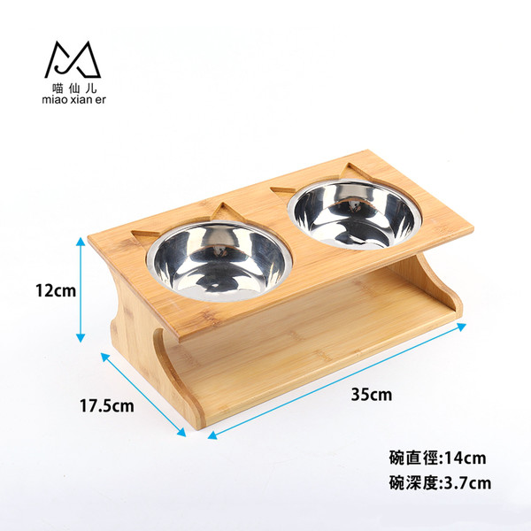 2302100306548 竹木簡約餐桌造型不鏽鋼碗(雙碗）17.5*35cm