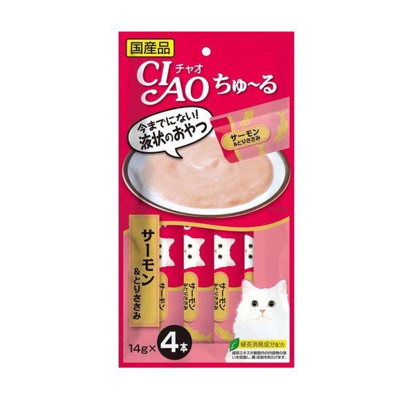 CIAO啾嚕肉泥-鮭魚+雞肉14g*4入