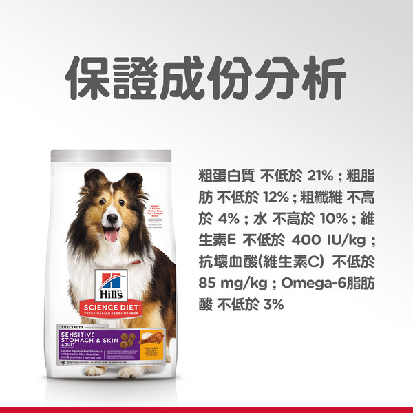 052742001821希爾思(犬)10115成犬敏感胃腸與皮膚雞肉4磅