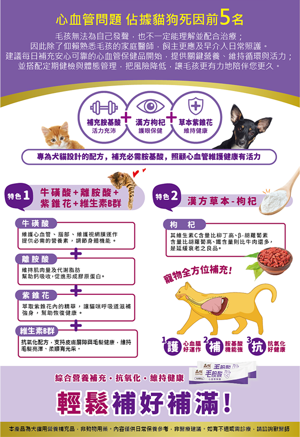 森悅毛胺酸 【森悅】毛胺酸|犬貓胺基酸補充 心血管保健|1g×30包/盒|抗氧化 活力維持 日常營養