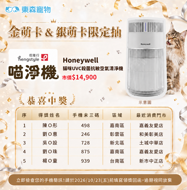 喵淨機中獎名單 喵淨機中獎名單